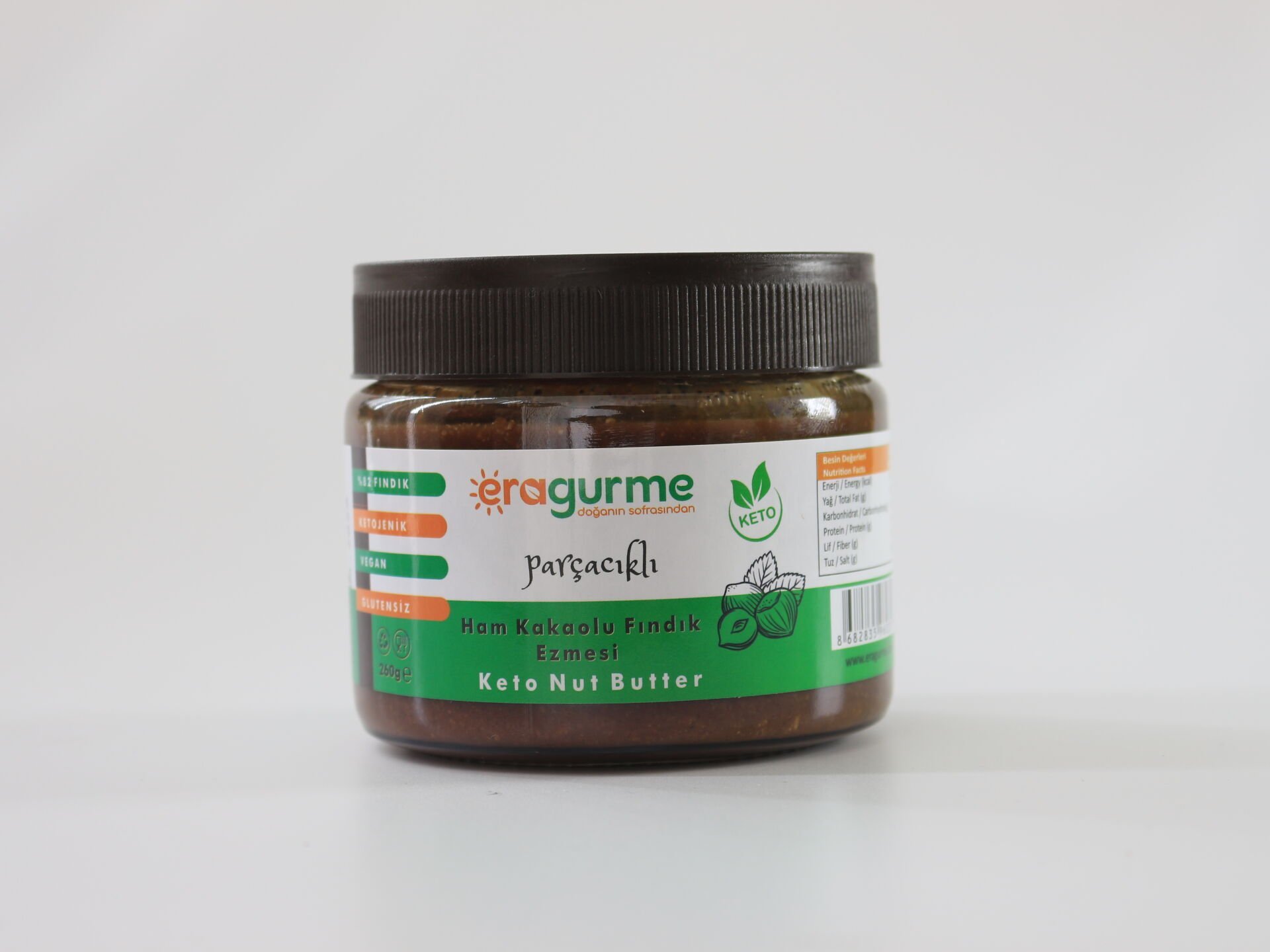 ERA Gurme Ham Kakaolu Parçacıklı (Crunchy) Ketojenik Fındık Ezmesi 260 Gr