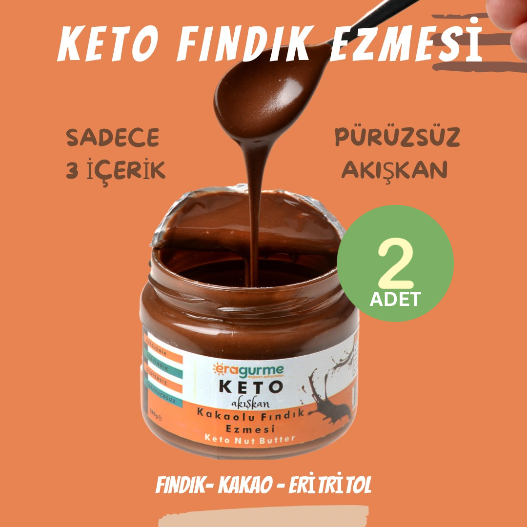 ERA Gurme Ham Kakaolu Akışkan (Smooth) Ketojenik Fındık Kreması 260 Gr -2 Adet-