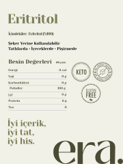 ERA Gurme Eritritol Doğal Tatlandırıcı 1 kg I PUDRA I Keto