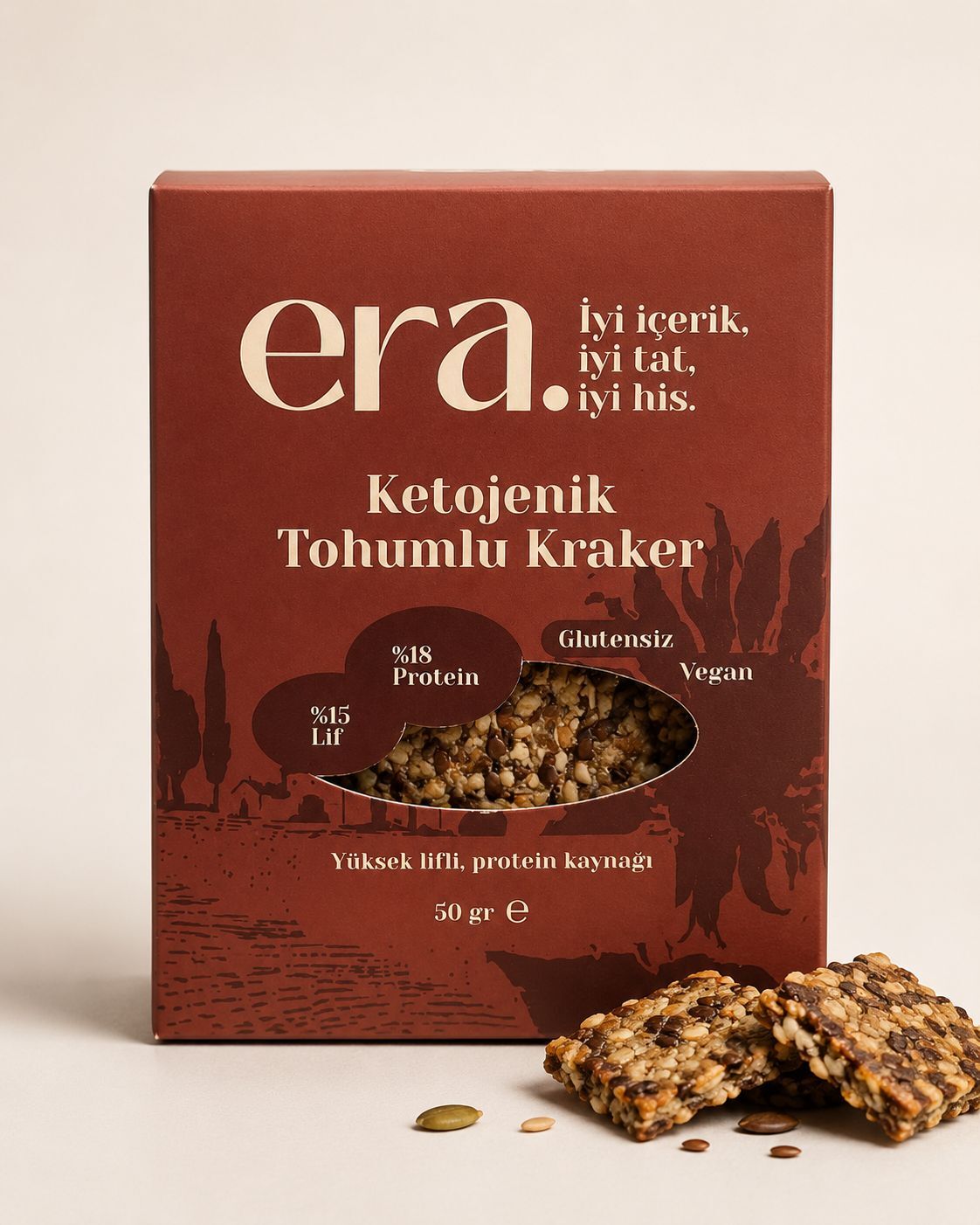ERA - Ketojenik Tohum Kraker - Glutensiz, Yüksek Lifli -  50 g